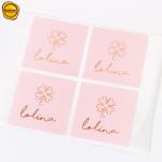 Custom Design Pink Square Paper Sticker For Seal Tissue Paper