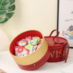 Lovely Cardboard Customized Gift Box With PU Leather Handle And Magnetic Closure for sale