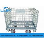 Zinc Finish Wire Mesh Cages With Foot Brakes / Castors Rigid Rolling Metal for sale