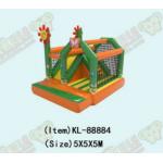 Green Orange Inflatable Bouncy House With Slides For Childrens