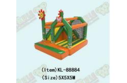 China Green Orange Inflatable Bouncy House With Slides For Childrens supplier