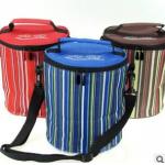Striped polyester insulated round lunch bag for sale