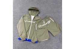 China Custom Sublimation Print Nylon Hoodie And Shorts Sweatsuit Jogger Set Fabric Nylon supplier