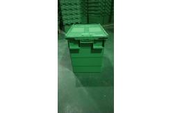China Deeper 600*400*462 mm Plastic Attached Lid Containers With Customized Logo supplier