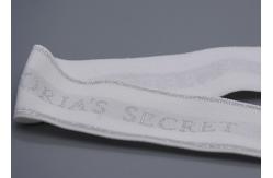 China Clothing Customized 35mm White Jacquard Elastic Tape With Shiny Silver Logo supplier