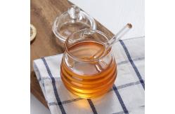 China Borosilicate Glass Honey Jar With Dripper Heat Resistant Eco Friendly supplier
