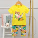 Short Sleeved Capris Round Neck Night Suit Summer Kitten For Home Age 12 Pyjamas for sale
