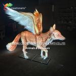 China Large Glowing Fox Sculpture Lantern Feathered Turquoise & White Wings​ factory