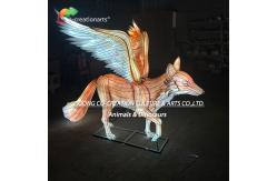 China Large Glowing Fox Sculpture Lantern Feathered Turquoise & White Wings​ supplier