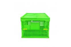 China Customized Green PP Plastic Folding Crate Mesh Body + Solid Bottom supplier