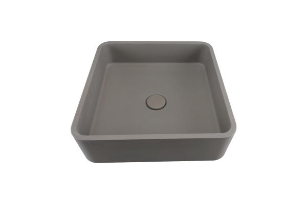 Countertop Mounted Concrete Wash Basin With Center Drain Location Matte Finish