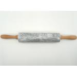 Deluxe Marble Pastry Rolling Pin Polished With Wood Handles / Cradle