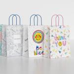 Christmas Custom Print Logo Kraft Paper Shopping Bags With Handles