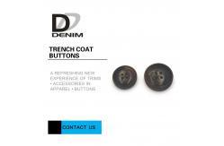 China Professional DTM Design Trench Coat Buttons 4 Holes Customized Engraved Logo supplier