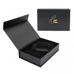 Custom Black Matte Stamped Gold Logo Magnetic Gift Jewelry Paper Box With Foam Insert for sale