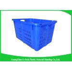 Health Blue Plastic Food Crates Big Capacity Easy Stacking Long Service Life