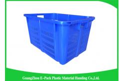 China Health Blue Plastic Food Crates Big Capacity Easy Stacking Long Service Life supplier