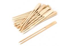 China Disposable Bamboo Wooden BBQ Skewers Sticks 18cm Double Pronged supplier