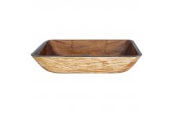 China Rectangular OEM Bathroom Wash Basins Bark Brown Handmade Tempered Glass Vessel Sink supplier