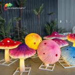 Waterproof Giant Size Fiberglass Animatronic Lighting Mushroom For Theme Park Decoration for sale