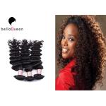 Smooth And Soft Grade 7A Virgin Hair , Black Curly Human Hair Extensions for sale