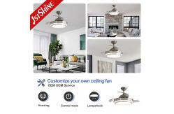 China Retractable Blades LED Ceiling Fan with Remote Control and 42 Inch Acrylic Lampshade supplier