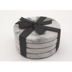 Round Natural Stone Coasters Set 4 Easy Cleaning For Household Living for sale