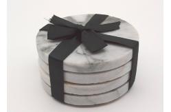 China Round Natural Stone Coasters Set 4 Easy Cleaning For Household Living supplier