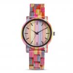 Waterproof Colorful Wooden Wrist Watch With PC21S Movement Handmade Draft for sale