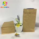 Flat Bottom Snack Bag Packaging Custom Print Kraft Paper Aluminum Foil Zipper Top for sale