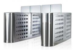 China Pedestrian Waist Height Access Control Turnstiles Gate With Glass Panel supplier