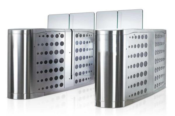 Pedestrian Waist Height Access Control Turnstiles Gate With Glass Panel