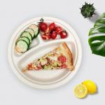 Disposable Bagasse 10 Inch Sugarcane Compostable Plates 3 Compartment Plates for sale