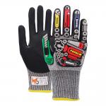 13 Gauge 4X43CP Nitrile Sandy Touchscreen Gloves With TPR Impact Protection for sale