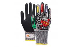 China 13 Gauge 4X43CP Nitrile Sandy Touchscreen Gloves With TPR Impact Protection supplier