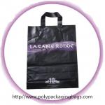 Black Soft Flexible Loop Handle Plastic Bags With Custom Printing for sale