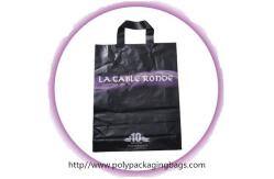 China Black Soft Flexible Loop Handle Plastic Bags With Custom Printing supplier