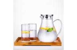 China Clear Tempered Glass Water Pitcher Iced Tea Carafe With Stainless Steel Lid supplier