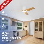 52 inches Remote LED Ceiling Fan with Dimmable 3 Color Light Motor Type DC Pure Copper for sale