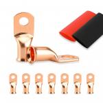 Copper 1 Gauge Battery Ring Terminal Ends 5/16 8pcs Anti Corrosion for sale