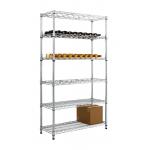 6 Layer Angled Shelf Unit Metal Wire Wine Rack Shelving 60 Bottles 18 Inches Wide for sale