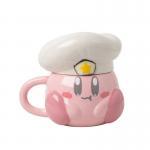 Cute Pink Cartoon Chef Kirby Ceramic Mug Navy Hat 3D Ceramic Coffee Mug for Christmas Holiday Gift for sale