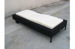 China Patio Black Adjustable Rattan Sun Lounger With White Cushion supplier