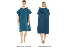 China Sustainable Sublimation Print Recycled Plain Microfiber Surf Poncho Beach Hooded Microfiber Poncho Towel supplier