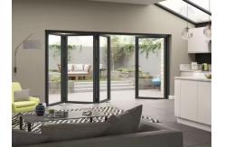China Thermal Break Aluminium Folding Doors Tempered Glass Power Coating Customized supplier