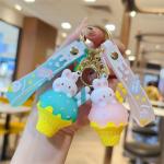 Ice Cream Cute Rabbit Keychain Charms Silicone Stationery Style Purse Handbag Charms