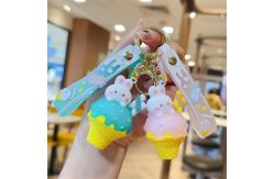 China Ice Cream Cute Rabbit Keychain Charms Silicone Stationery Style Purse Handbag Charms supplier