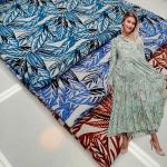 Leaf Pattern Rayon Poplin Printed Woven Fabrics 142cm Width Anti Bacteria for sale