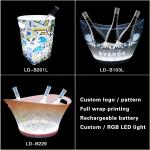 Custom Logo Bar Led Wine Cooler Plastic Acrylic Ice Bucket Big Capacity