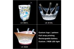 China Custom Logo Bar Led Wine Cooler Plastic Acrylic Ice Bucket Big Capacity supplier